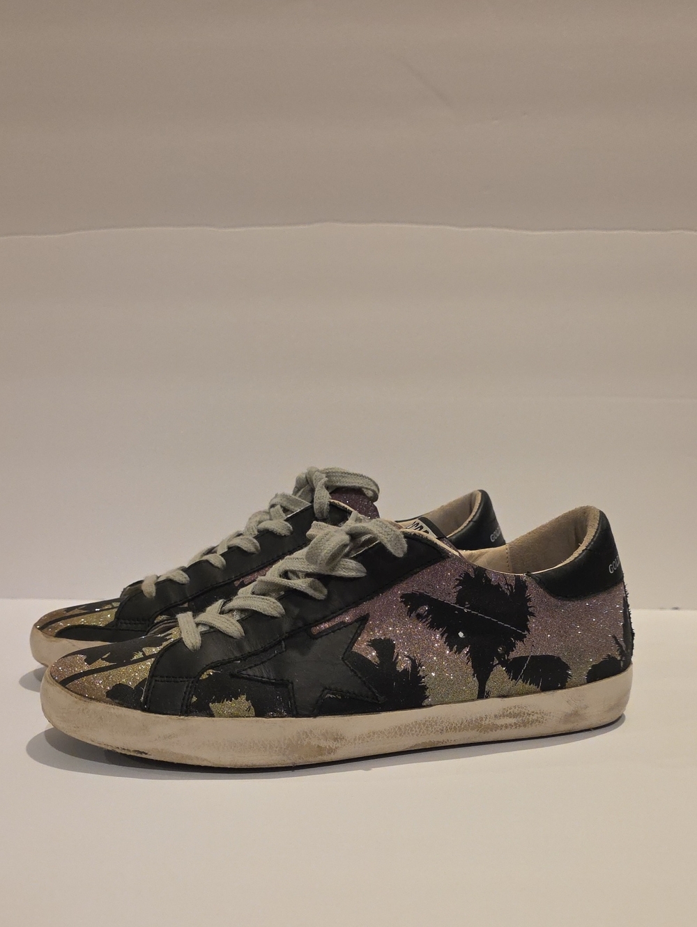 Golden Goose Superstar Size 39 9 Women’s Glitter Palm-Print Low-Top Sneakers
